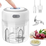 Mini Mixer Blender Hachoir Electrique Petit Mixeur Presse Ail Hachoir Hâchoir Légumes Coupe Oignon Ail, Multi-Hachoir Pour Viande, Légumes(250ml)