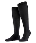 FALKE Men's Airport M KH Wool Cotton Long Plain 1 Pair Knee-High Socks, Black (Black 3000), 13-14