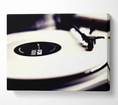 Vinyl Record Player Black And White Canvas Print Wall Art - Medium 20 x 32 Inches