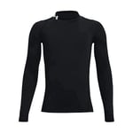 Under Armour Boy's Heatgear Armour Mock Long Sleeve T Shirt, Black 001, YXL