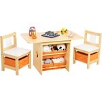 Table Enfant avec 2 chaises, Table Chaise Enfant avec Espace de Rangement, Table de Peinture pour Chambre d'enfant, Salle de Jeux, Maternelle,