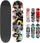 Smibie Skateboards Pro Skateboard Complet de 78,7 cm pour Adolescents, débutants, Filles, garçons, Enfants, Adultes, 9 Couches en Bois d'érable (4 : coloré)