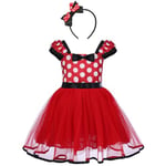 FYMNSI Enfant Bébé Fille À Pois Polka Dot Princesse Robe Déguisement avec Bowknot Bandeau Carnaval Photographie Fête d'anniversaire Costume Noël Halloween Cosplay Danse Tenues Rouge 4-5 Ans