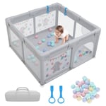 Magicfox - Parc Bébé pour enfants - Parc De Jeux Lavable Pliable Adapté à L'intérieur et à L'extérieur avec 30 boules - 127 x 127 x 68cm Gris