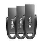 3 x Clé USB SanDisk Ultra Curve 32Go USB 3.2 Gen1 100MB/s SDCZ550-032G-G46 Flash Drive (paquet de trois)