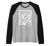 Music Is My Life Sounds Listening Melody Beats Vibes Lover Raglan Baseball Tee