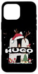 Coque pour iPhone 16 Pro Max Chemise de Noël Hugo avec nom Hugo pour Noël amusant