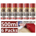 6X SAAO Adhesive Glue Spray Extra Strong For Carpet Tile Craft Fabric Card 500ml