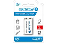 Everactive Akumulatorek Everactive 6F22/9V Li-Ion 550 Mah Z Usb Typ C