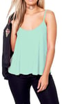 Re Tech UK Ladies New Camisole Tops for Women UK Cami Top Plain Strappy Swing Vest Summer Flared Sleeveless Spaghetti Tank Women's Vests Pale Mint ML 12-14