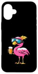 Coque pour iPhone 16 Plus Flamant rose amusant avec bière | BD Apres Ski