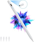 Stylet pour iPad avec Bouton Physique on/Off et Palm Rejection, Active Pencil Absorption Magnétique Compatible avec iPad Mini 6/5, iPad 10/9/8/7/6, iPad Air 5/4/3, iPad Pro 11''/12.9'' 6/5/4/3, Blanc