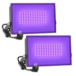 Onforu Lot de 2 50W Projecteur UV LED, IP66 Étanche Lumière Noire LED, Lampe LED Ultra-violet, Eclairage à Effet pour Aquarium, Soirée, Peinture Fluo, affiche fluorescente, Néon, Bar, Fête