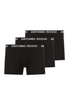 ANTONIO ROSSI (3/6 Pack) Men's Fitted Boxer Hipsters - Mens Boxers Shorts Multipack with Elastic Waistband - Cotton Rich, Comfortable Mens Underwear, Black with White Writing (3 Pack), L