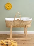 Clair De Lune Palm Moses Basket White With Rocking Stand