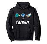 NASA Earth Plus Planet Plus Rocket Is NASA Emoticon Pullover Hoodie