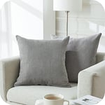 Topfinel Petite Housse Coussin 30x30 Gris Clair Decoration Canapé Salon Maison Scandinave Lot de 2 Taies d'oreiller Carré Chambre Bebe Double Face Motif Uni en Chenille Doux avec Fermeture Eclair