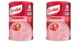 SlimFast Strawberry Flavour Shake Powder Balanced Meal Replacement 2 x 584g Tub