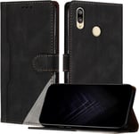 Étui Pour Huawei P20 Lite, Housse En Cuir Pu Avec [Protection Antichoc Tpu] [Fonction Support] [Porte-Cartes ] Antichoc Magnétique Coque Pour Huawei P20 Lite - Noir