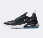 Nike Unisex Air Max 270 Trainers Anthracite/Metallic Silver/Industrial Blue - Black Textile - Size UK 8