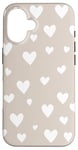 Coque pour iPhone 16 Beige Heart Pattern Cover for Stylish Protection