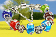 Bracelet - Perles Verre de Murano - Multi Couleur - Plaqué Argent 925/1000