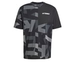 adidas Homme Terrex Multi Climacool Printed T-Shirt, Black/Carbon, XS