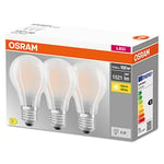 OSRAM Lamps LED BASE Classic A100, ampoules LED à filament dépoli en verre pour culot E27, forme ampoule, blanc chaud (2700K), 1521 lumen, remplace les ampoules classiques 100W, boîte de 3