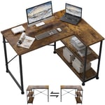 TRIUMPHKEY Bureau d'angle 110×80×75cm Table de Bureau,Bureau Ordinateur,Interchangeable Gauche-Droite,Marron