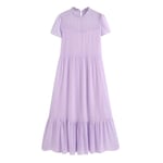 YOUQU Robe Ete Femme,Robe Longue Décontractée À Col Rond, Volants Violet, Violet, L