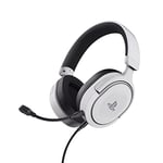 Trust Gaming GXT 498W Forta [Officially Licensed for PlayStation 5] Sustainable Gaming Headset for PS5 / PS4, 1.2m Cable, 50mm Drivers, Detachable Microphone, Wired Over-Ear Headphones - White