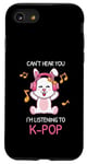 Coque pour iPhone SE (2020) / 7 / 8 Cadeau Kpop Bunny avec inscription « Can't Hear You I'm Listening To K-pop »