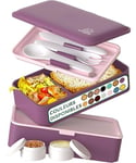 Umami Bento Lunch Box, 2 Pots à Sauce & Couverts en Bois Inclus, Lunchbox Micro-Ondable, Boîte à lunch Adulte, Boîte Repas Compartimentée, Boîte Bento Lunch Box, Bento Box