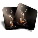 2 x Coasters - Espresso Coffee Shop Cafe Machine Home Gift #21699