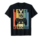 Gaming Vintage 15th Birthday Gift 15 Year Old Boy Girl Gamer T-Shirt