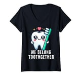 Womens Tooth Brush We Belong Together Valentines Day Dental Dentist V-Neck T-Shirt