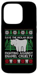 Coque pour iPhone 14 Pro Pull de Noël moche avec ours en molaire « Save The Molar Bear »