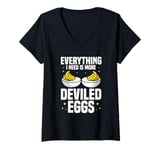 Womens Deviled Eggs Holder Maker Food Making Deviled Eggs V-Neck T-Shirt