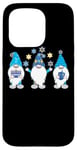 Coque pour iPhone 15 Pro Nains de jardin Hanukkah Shalom - Chapeaux bleus