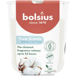 Bolsius True Scents - Coton Frais - Blanc - Lot de 6 Bougies Parfumées - 8 x 7 cm - Durée de combustion: 25 heures - Avec extraits naturels - Cire végétale naturelle - Sans huile de palme