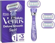 Gillette Venus Extra Smooth Swirl Razor for Women with Flexiball Technology + 3