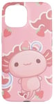 iPhone 15 Cute Kawaii Axolotl Cat Aesthetic Pink Cloud Case