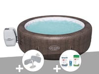 Kit spa gonflable Bestway Lay-Z-Spa St Moritz rond Airjet 5/7 places + Kit traitement brome + 2 appuie-têtes