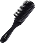 Fine Lines 9 Row Hair Brush for Men & Women, Black Rubber Cushion Tangle Tamer - Ideal for Curly or Fine Hair and Hair Extensions - Perfect Travel Companion - Lightweight & Comfortable Design