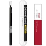 Maybelline New York - Coffret Routine Maquillage Waterproof - Mascara Curl Bounce, Crayon Gel Tattoo Liner & Rouge à Lèvres Superstay Matte Ink - All Night Long