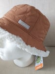 L/XL COLUMBIA Reversible Sherpa Unisex Quilted TAN BUCKET HAT Adult Buck4