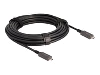 Delock - Usb-Kabel - 24 Pin Usb-C (Hann) Til 24 Pin Usb-C (Hann) - Usb 3.2 Gen 2 / Displayport 1.4 - 20 V - 3 A - 10 M - Active Optical Cable (Aoc), Usb Power Delivery (60W), 4 K 144 Hz (3840 X 2160) Støtte - Svart