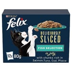 Felix Deliciously Sliced Adult Wet Cat Food Ocean Selection 12x80g, Pack of 4