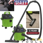 Sealey Vacuum Cleaner Wet and Dry 10L 1000W 230V Hi Vis Green Carpet Washer