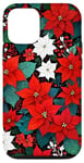 Coque pour iPhone 14 Pro Red Poinsettia Winter Christmas Botanical Xmas Flower